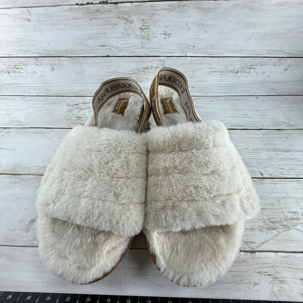 Koolaburra by UGG Imree Faux Fur Slingback Platform Sandals Cream Tan Mens 9